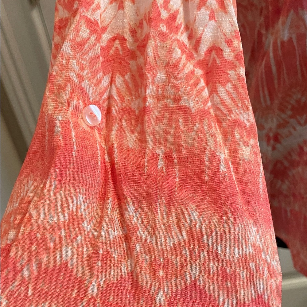 Zac & Rachel V-Neck Coral and White Blouse - Picture 3 of 10